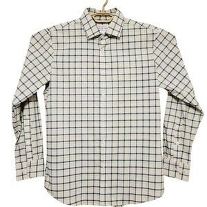 Mizzen+Main Shirt Mens Medium Trim Fit Plaid Striped Leeward Performance